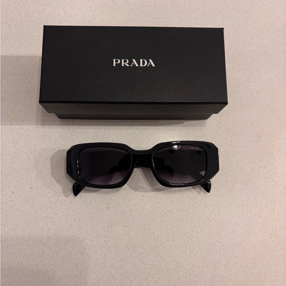 Prada Women's Black Rectangular Sunglasses